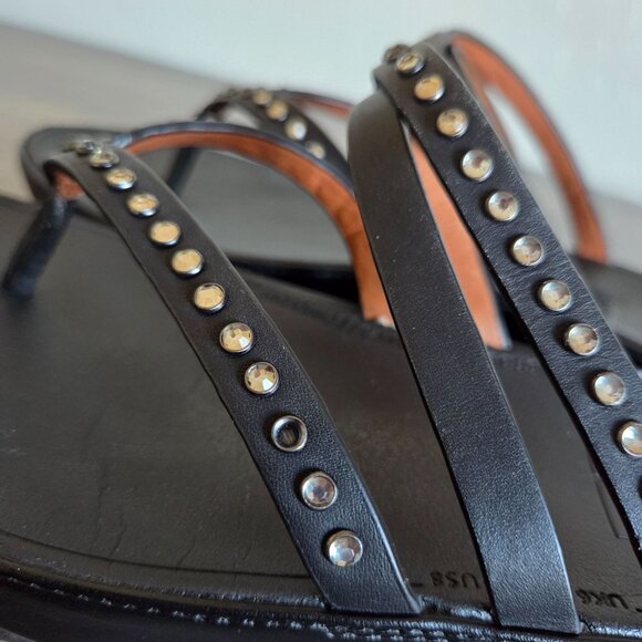 FitFlop Linny Leather Rhinestone Criss-Cross Toe Post Sandal Black Size Womens 8 - Picture 9 of 9